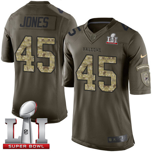 Nike Falcons #45 Deion Jones Green Super Bowl LI 51 Men's Stitched NFL Limited Salute To Service Jersey - Click Image to Close